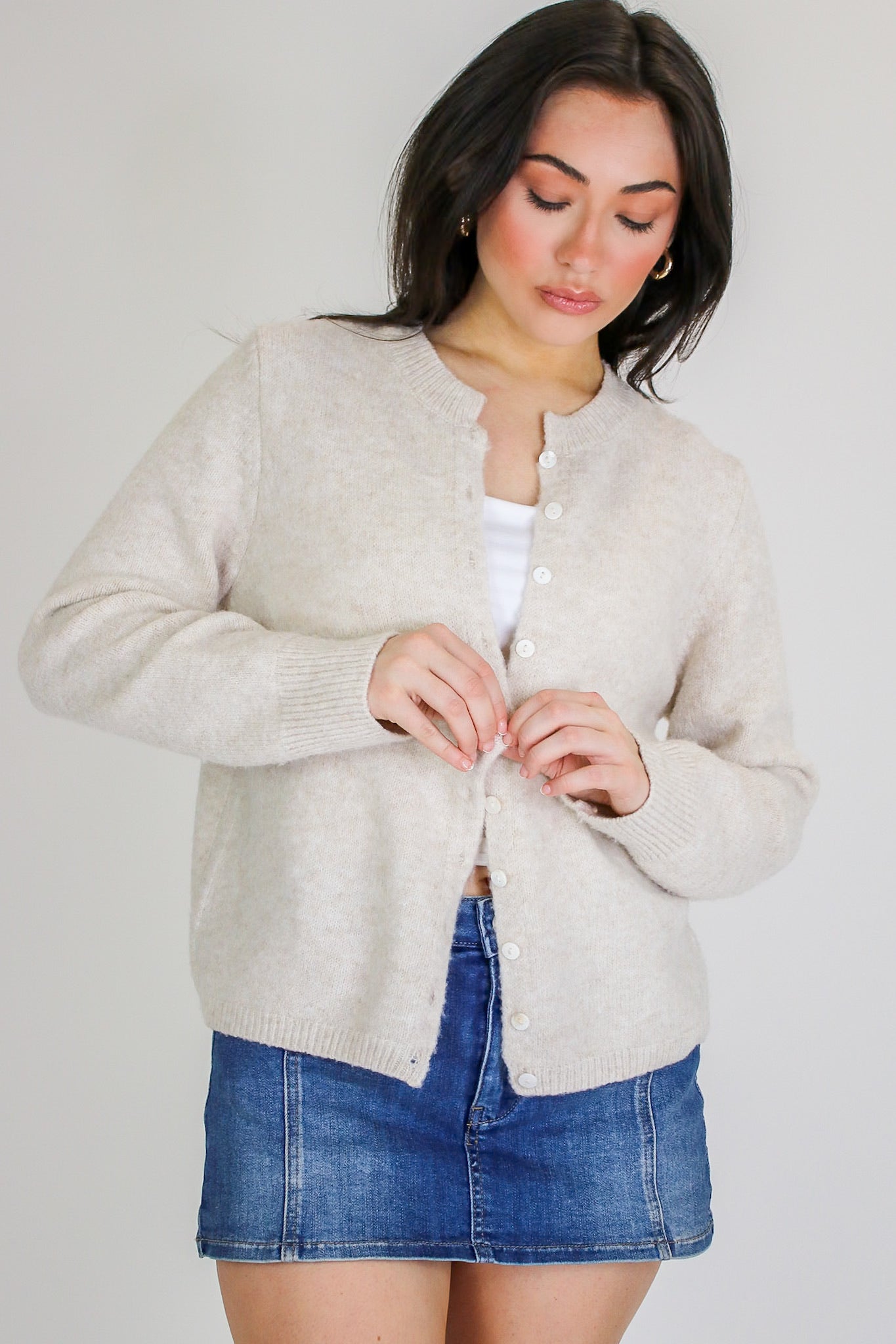 S / Eggshell Marled Haven Knit Sweater Cardigan - Madison and Mallory