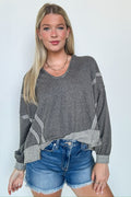 Black / SM Marleigh Contrast Trim Relaxed Hooded Pullover - Madison and Mallory