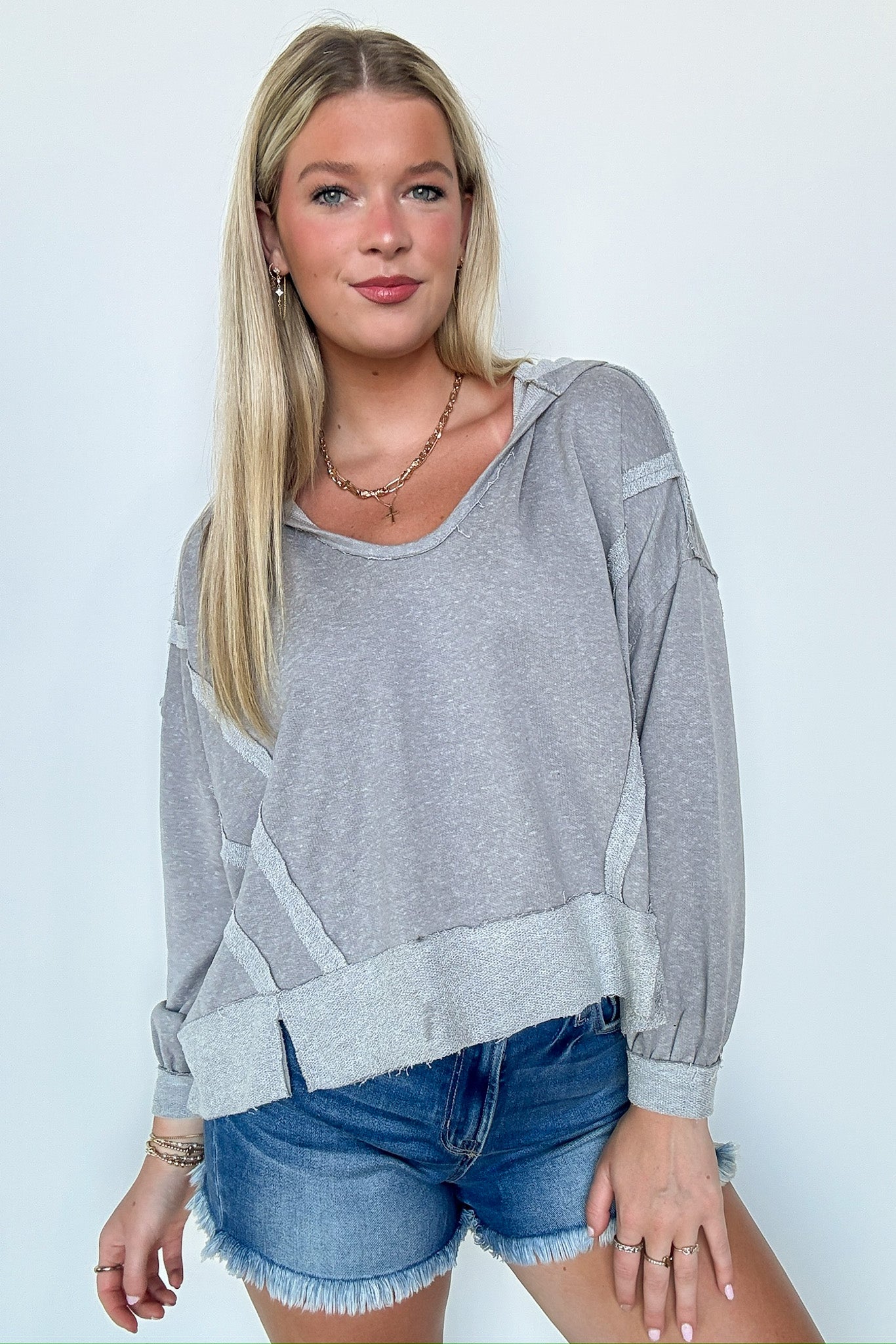 Marleigh Contrast Trim Relaxed Hooded Pullover - BACK IN STOCK - Madison and Mallory