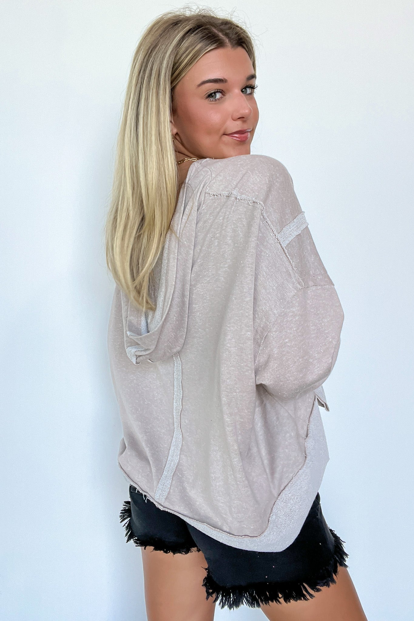 Marleigh Contrast Trim Relaxed Hooded Pullover - BACK IN STOCK - Madison and Mallory