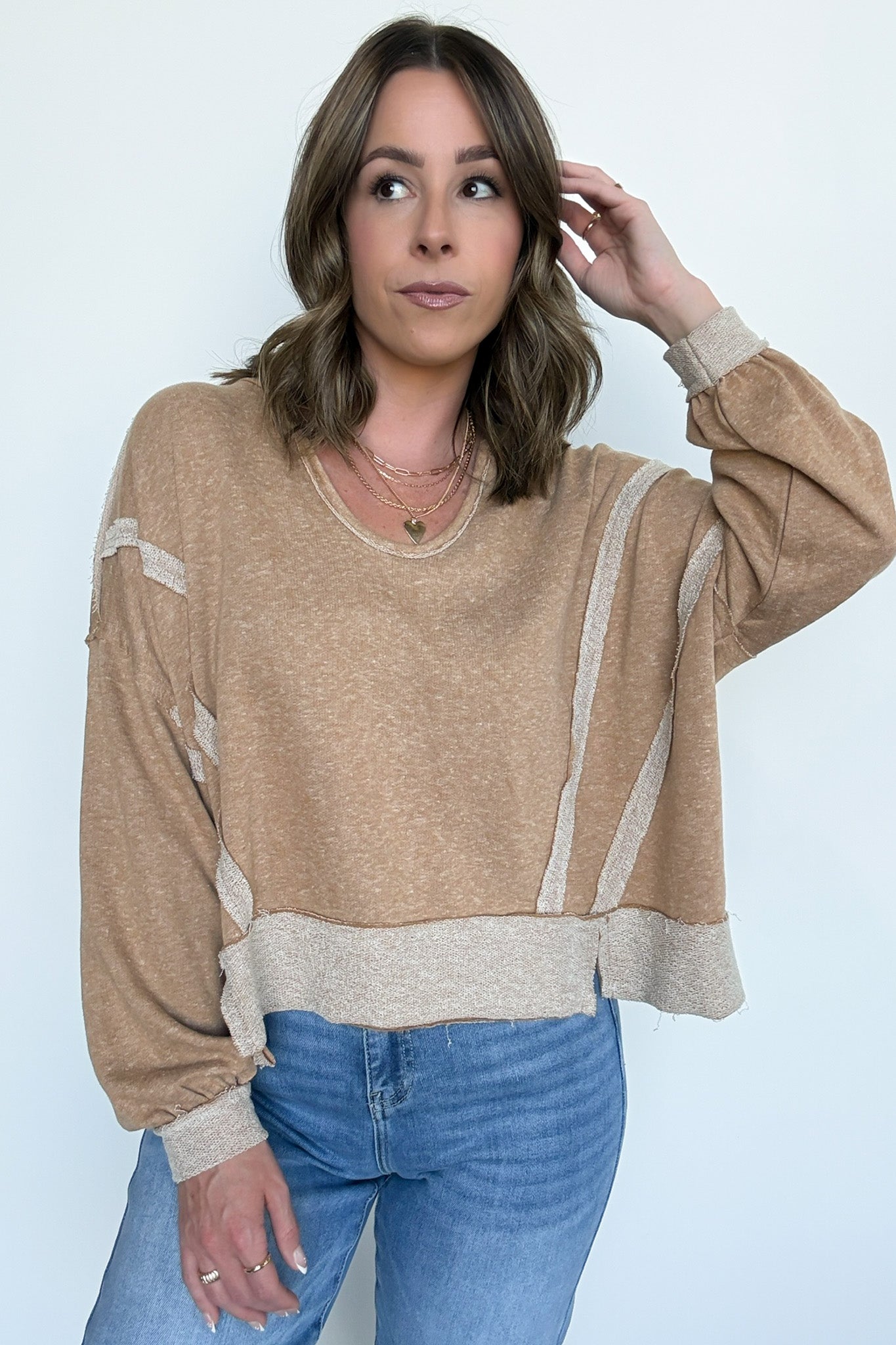 Marleigh Contrast Trim Relaxed Hooded Pullover - BACK IN STOCK - Madison and Mallory