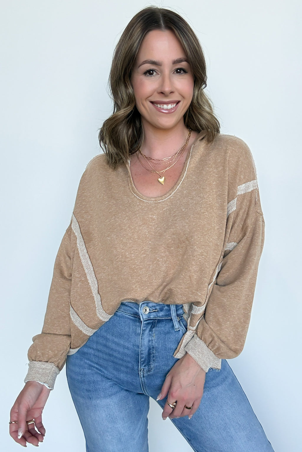 Marleigh Contrast Trim Relaxed Hooded Pullover - BACK IN STOCK - Madison and Mallory