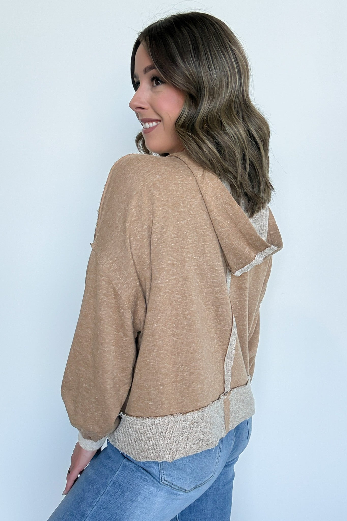  Marleigh Contrast Trim Relaxed Hooded Pullover - BACK IN STOCK - Madison and Mallory