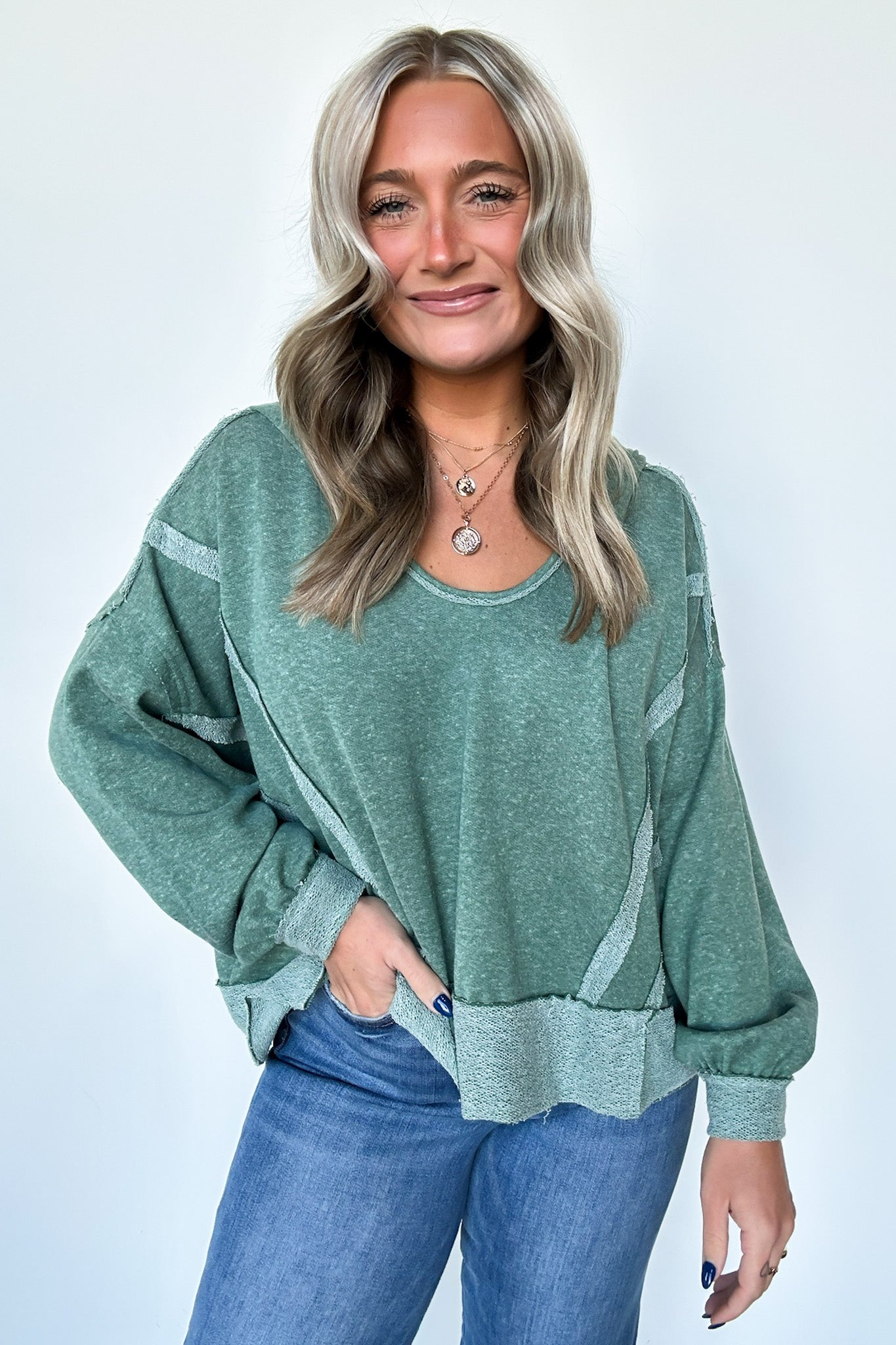 Marleigh Contrast Trim Relaxed Hooded Pullover - BACK IN STOCK - Madison and Mallory