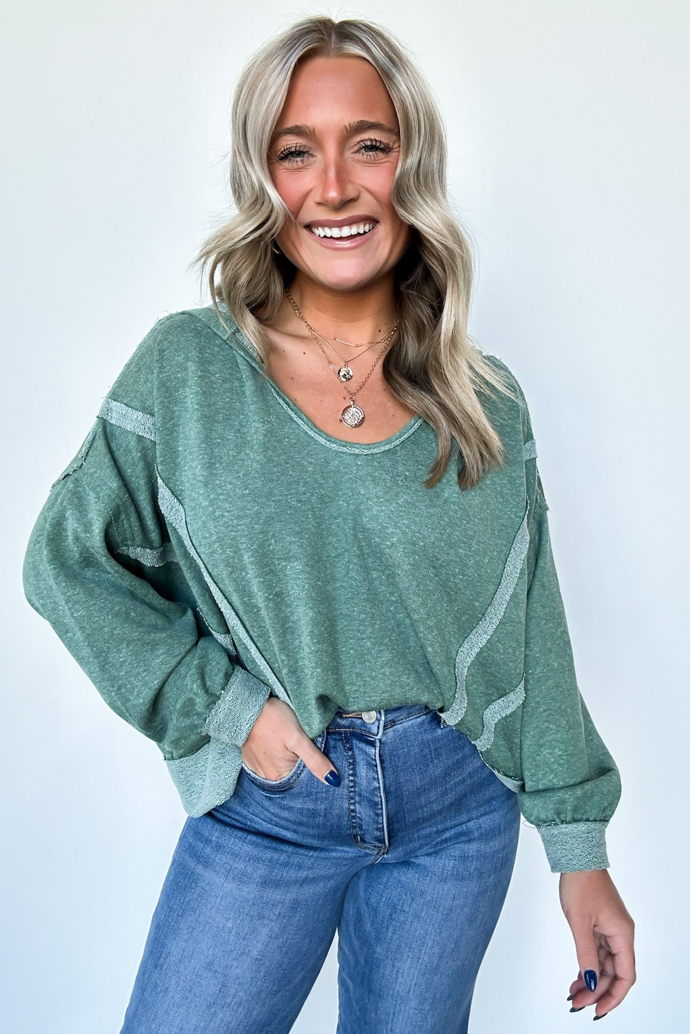 Marleigh Contrast Trim Relaxed Hooded Pullover - BACK IN STOCK - Madison and Mallory