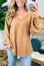  Marlenis Elbow Patched Casual Knit Top - FINAL SALE - Madison and Mallory