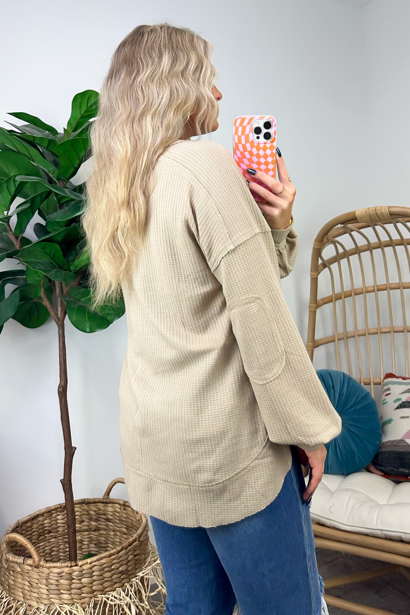  Marlenis Elbow Patched Casual Knit Top - FINAL SALE - Madison and Mallory