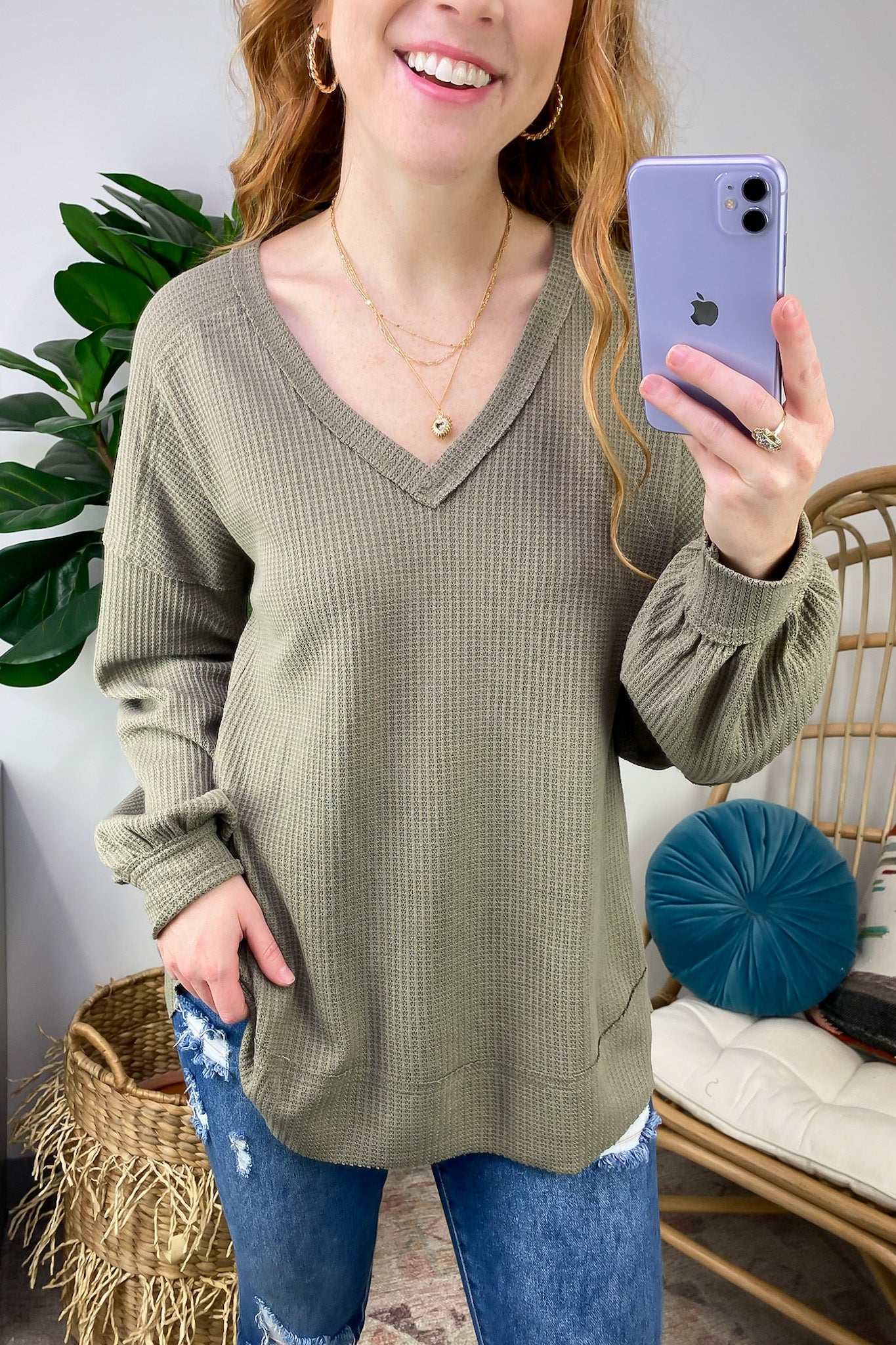  Marlenis Elbow Patched Casual Knit Top - FINAL SALE - Madison and Mallory