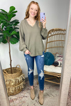  Marlenis Elbow Patched Casual Knit Top - FINAL SALE - Madison and Mallory