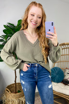 Marlenis Elbow Patched Casual Knit Top - FINAL SALE - Madison and Mallory