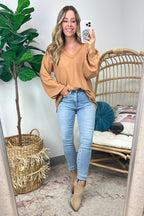  Marlenis Elbow Patched Casual Knit Top - FINAL SALE - Madison and Mallory