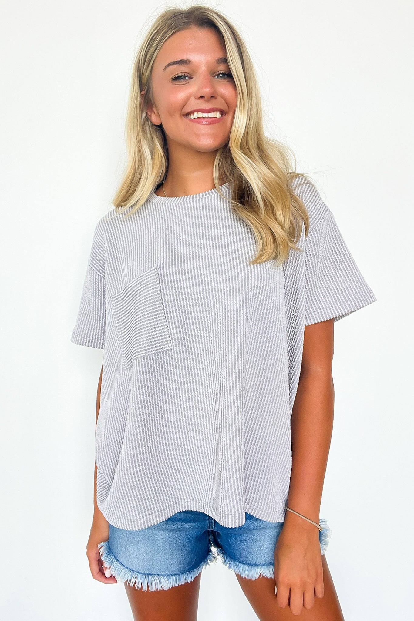  Marlowe Textured Knit Pocket Top - BACK IN STOCK - Madison and Mallory