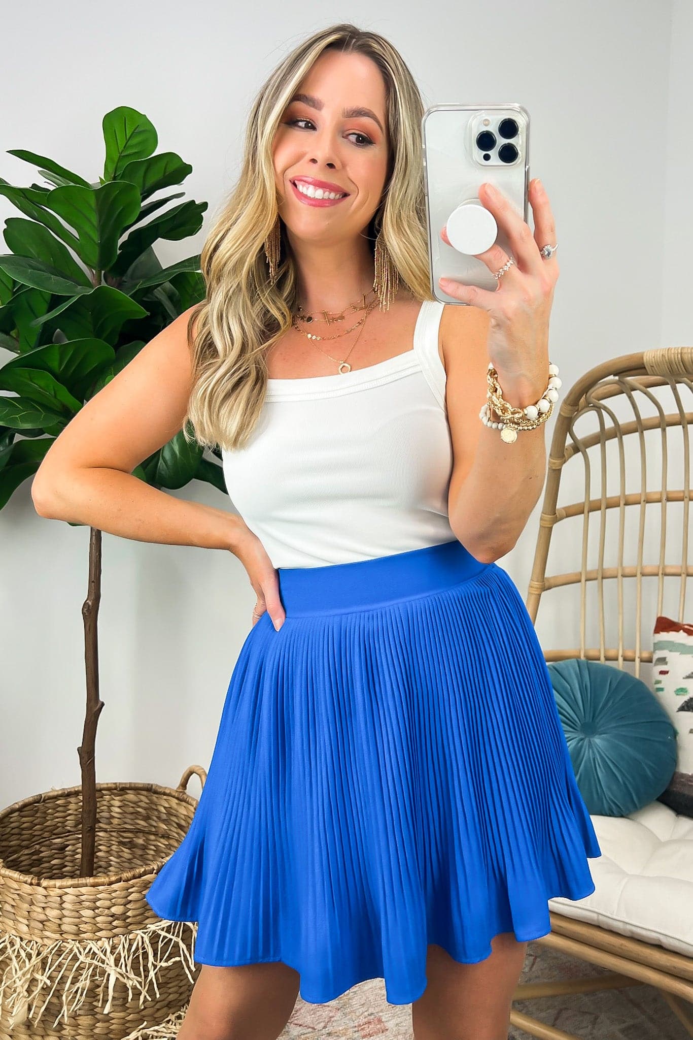 S / Blue Maximum Perfection Pleated Fit and Flare Skort - FINAL SALE - Madison and Mallory