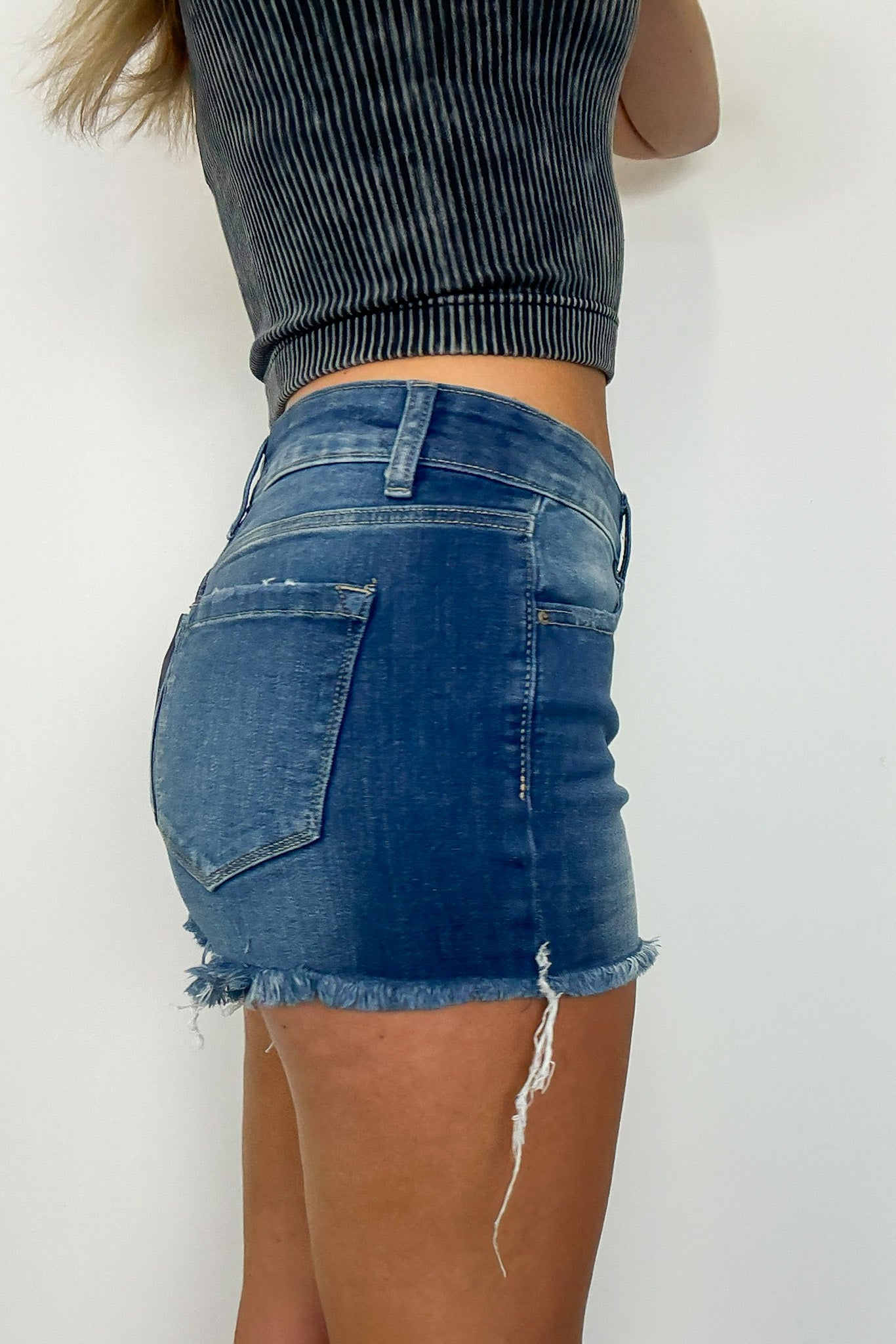  Maxina Frayed Hem Denim Shorts - FINAL SALE - Madison and Mallory