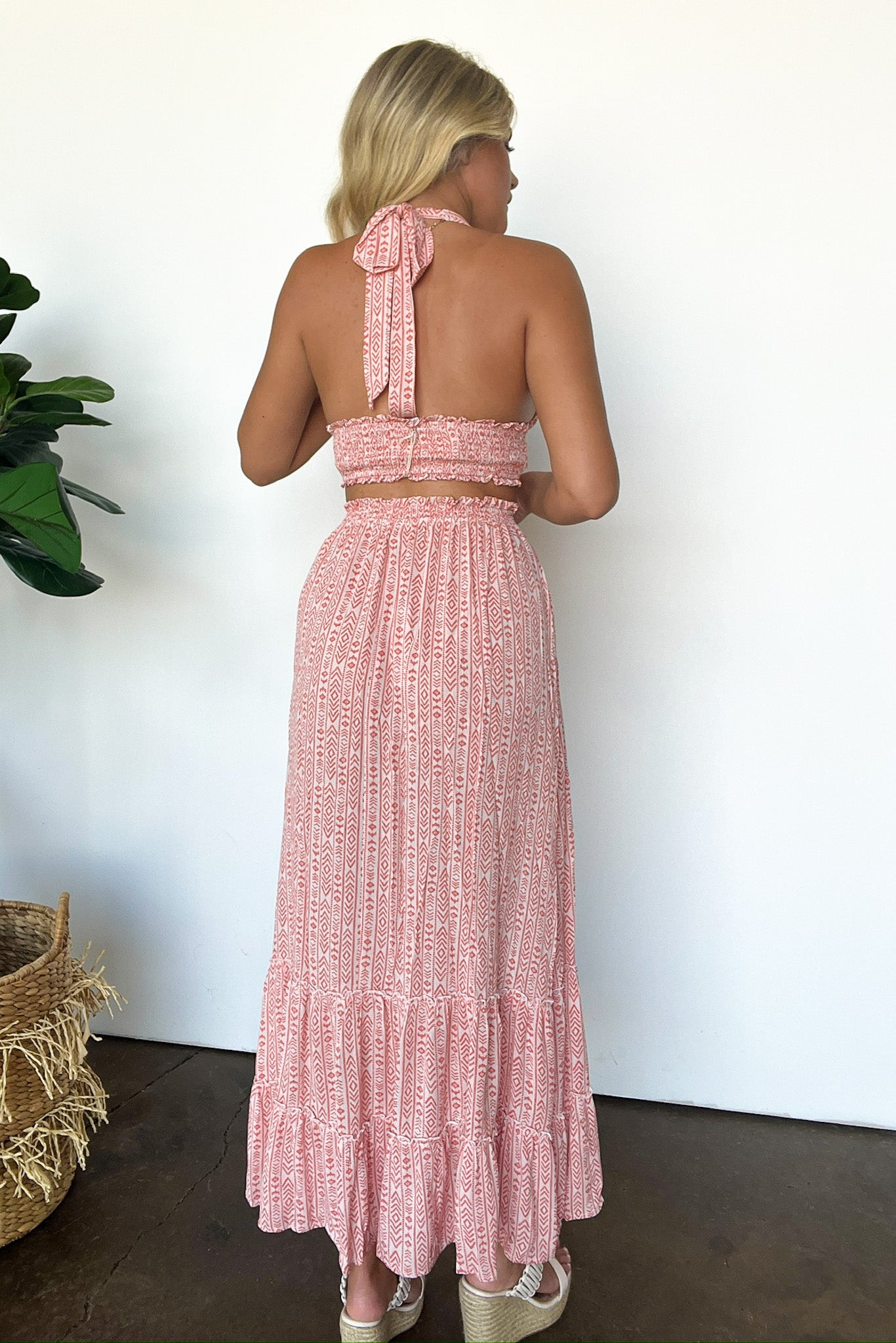  Maylah Boho Cutout Smocked Halter Top and Skirt Set - FINAL SALE - Madison and Mallory