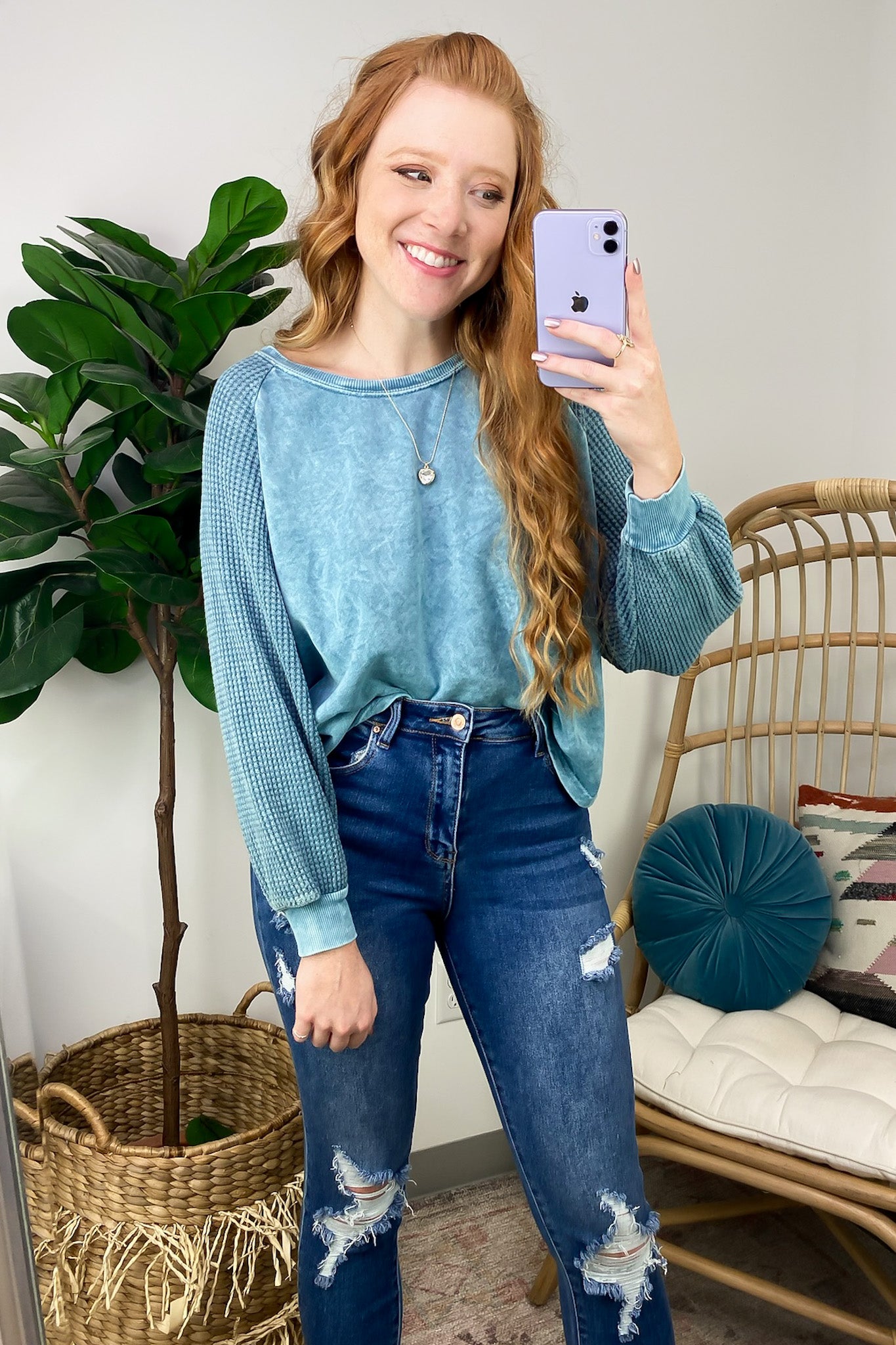 McEntire Mineral Washed French Terry Contrast Top - FINAL SALE - Madison and Mallory