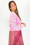 Candy Pink / S Meadow Mood Floral Embroidered Oversized Cardigan - Madison and Mallory