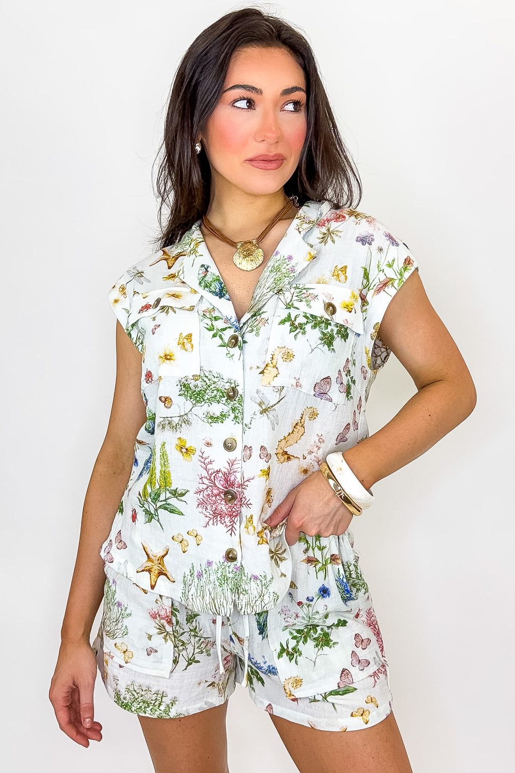 Meadow Trail Print Button Down and Shorts Set - Madison and Mallory
