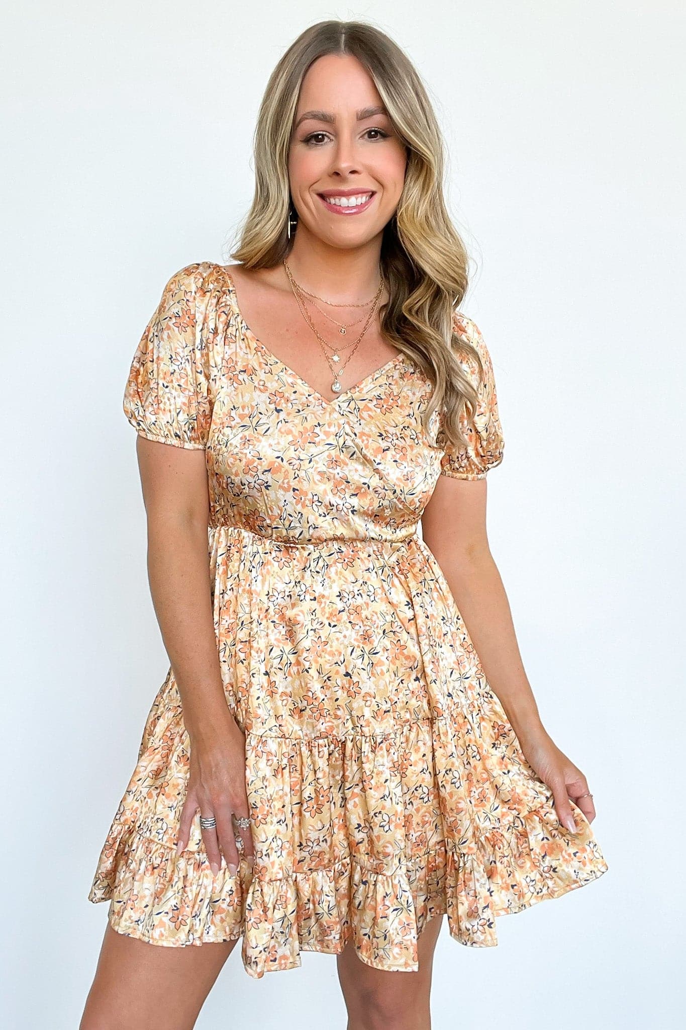  Meaningful Moments Floral Surplice Tiered Dress - FINAL SALE - Madison and Mallory