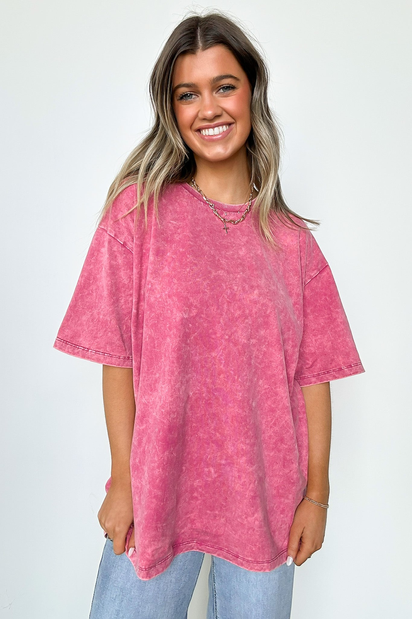 Ash Pink / SM Melena Mineral Washed Oversized Top - BACK IN STOCK - Madison and Mallory