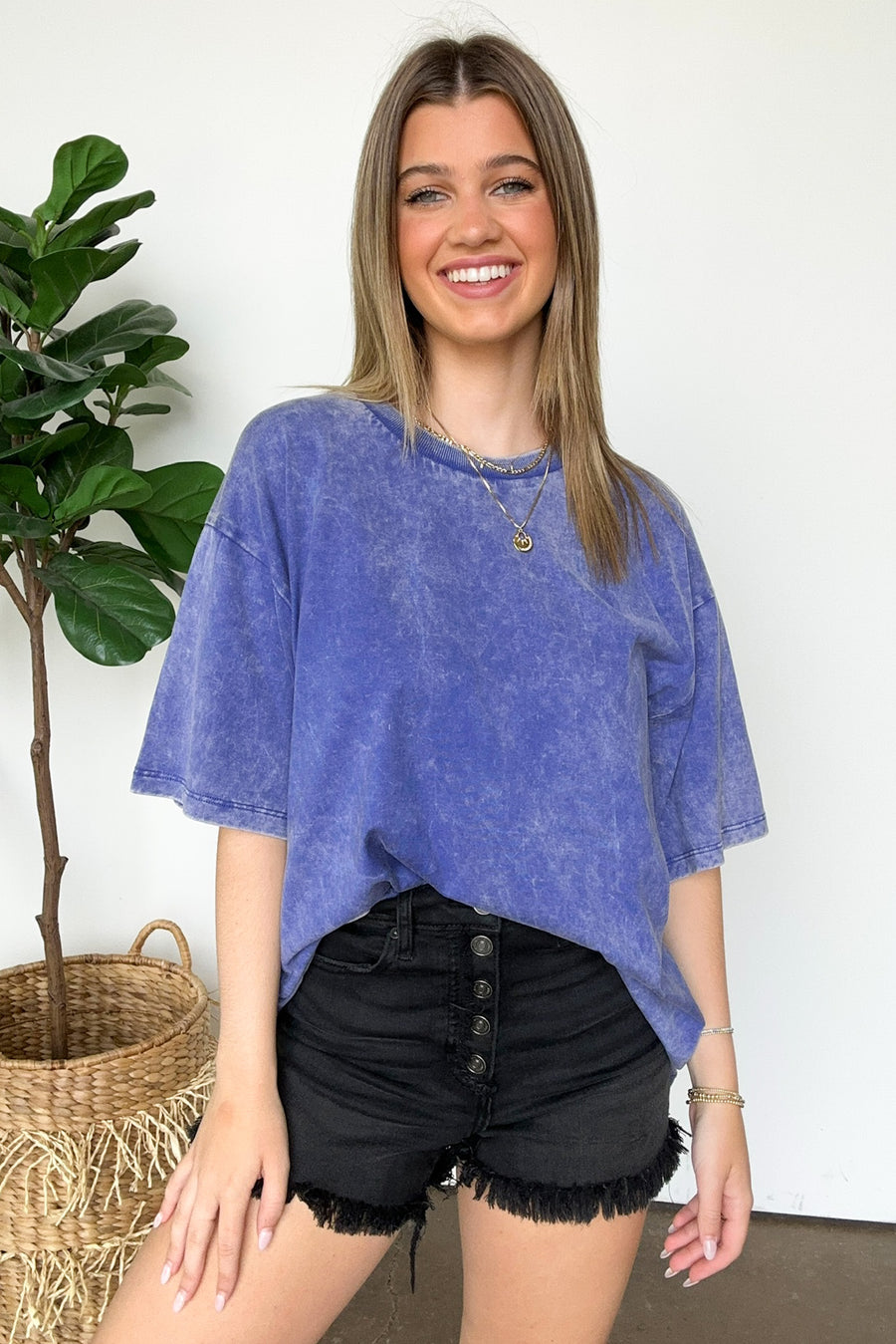 Blueberry / SM Melena Mineral Washed Relaxed Top - BACK IN STOCK - Madison and Mallory