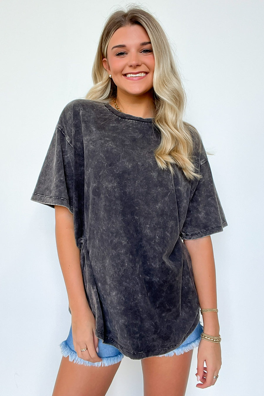 Ash Black / SM Melena Mineral Washed Oversized Top - BACK IN STOCK - Madison and Mallory