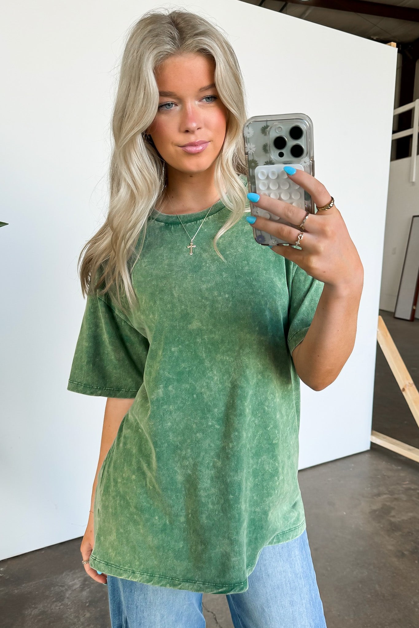 Dark Green / SM Melena Mineral Washed Oversized Top - BACK IN STOCK - Madison and Mallory