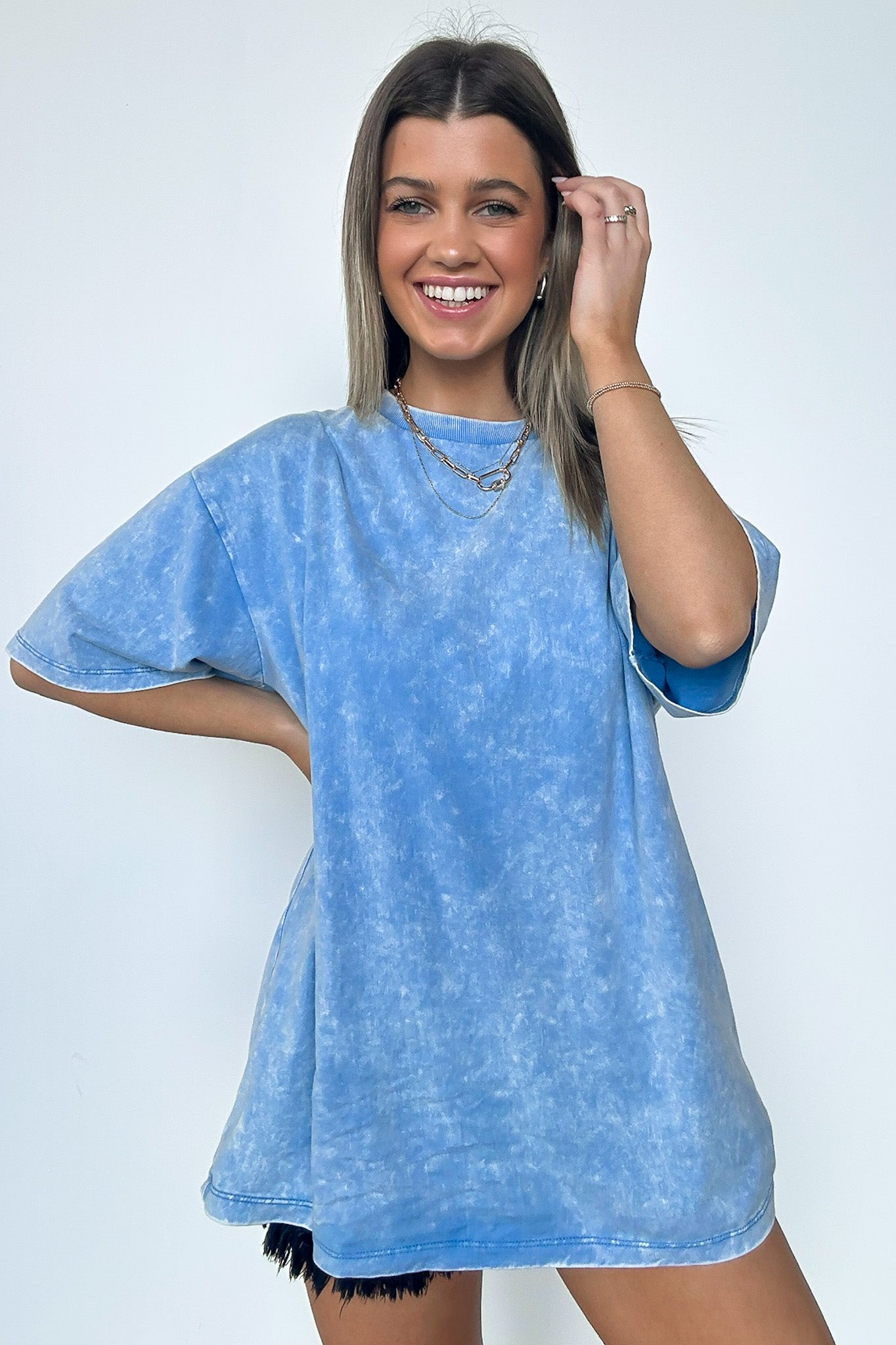 Deep Sky / SM Melena Mineral Washed Oversized Top - BACK IN STOCK - Madison and Mallory