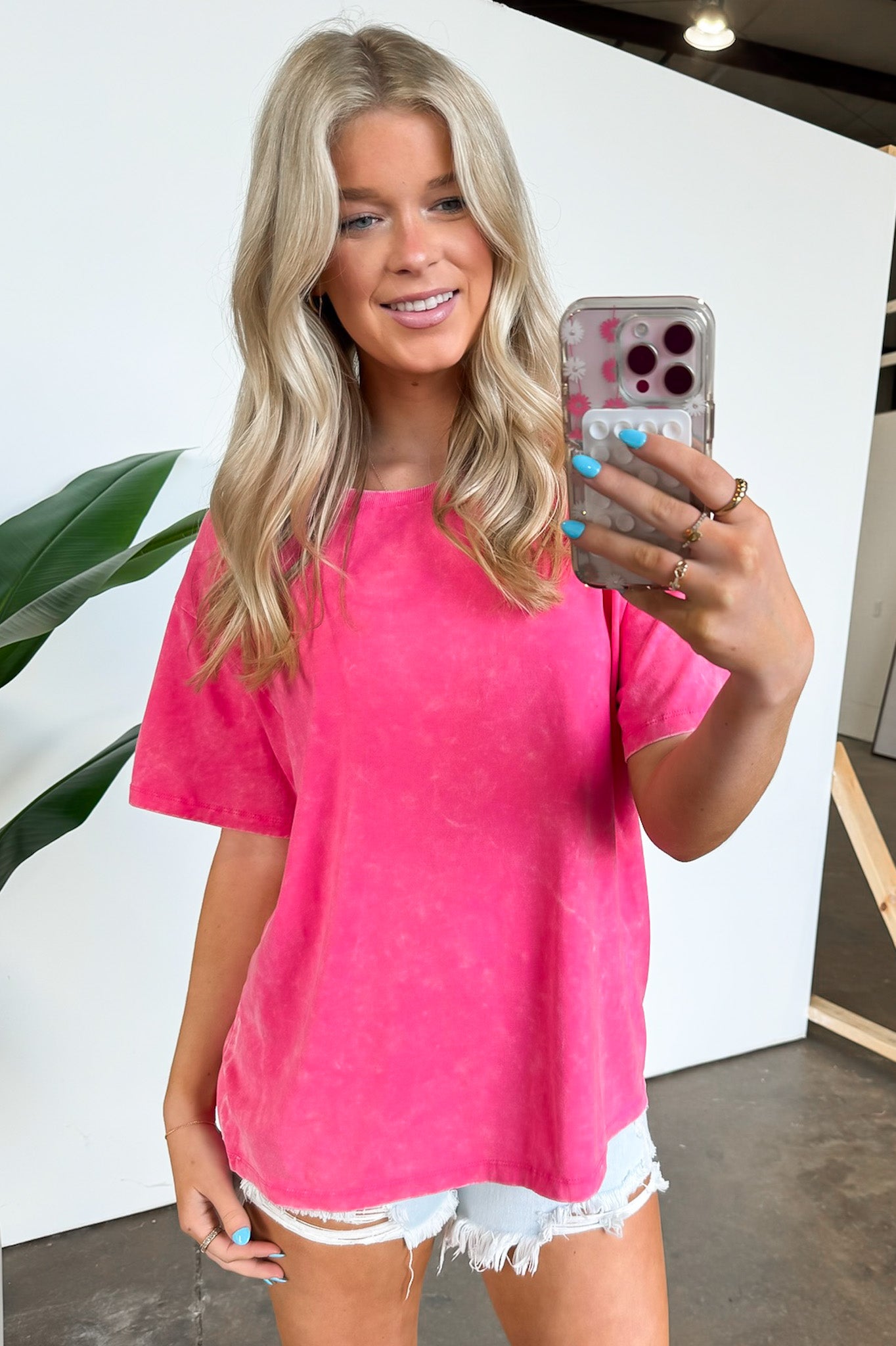 Fuchsia / SM Melena Mineral Washed Oversized Top - BACK IN STOCK - Madison and Mallory