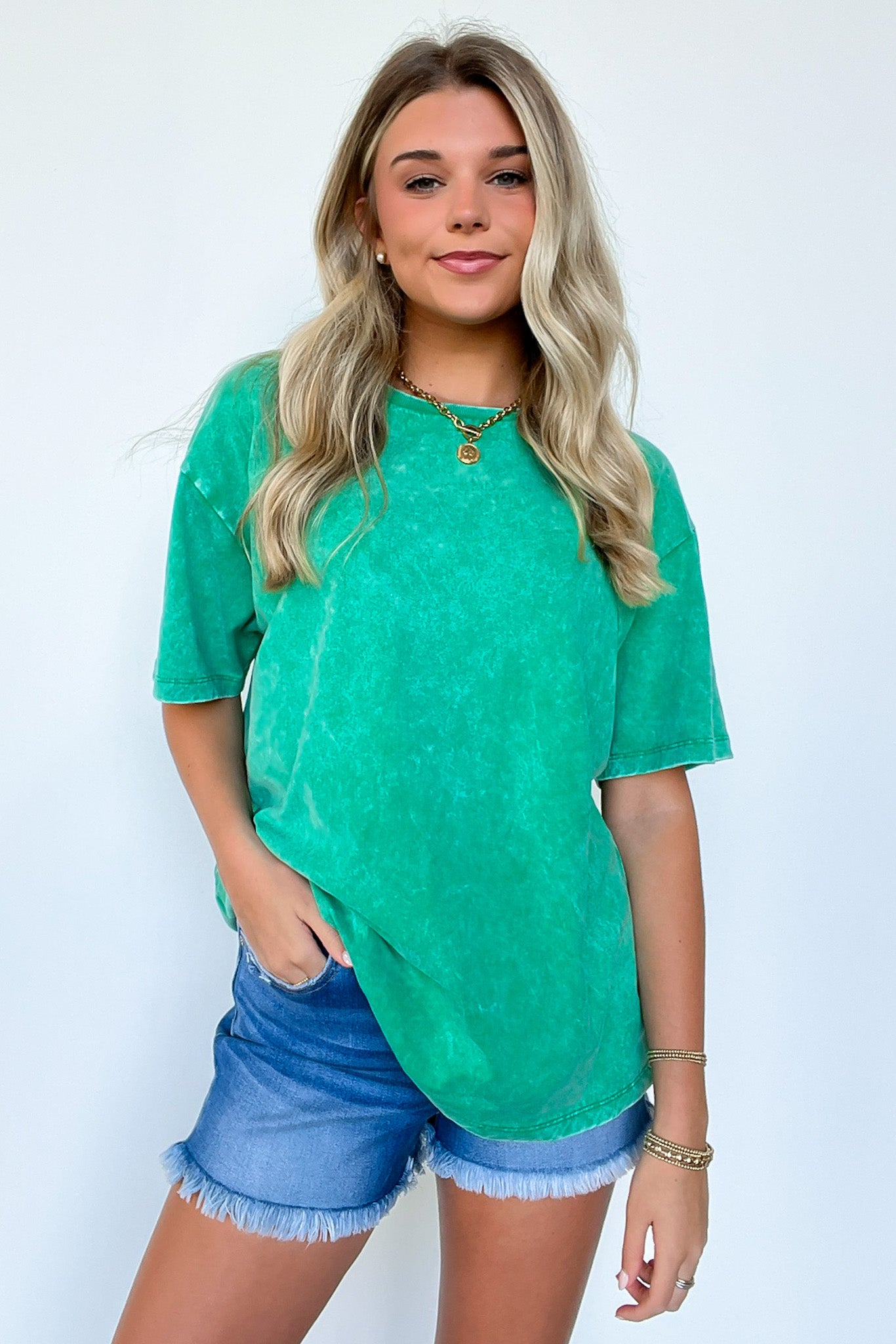 Kelly Green / SM Melena Mineral Washed Oversized Top - BACK IN STOCK - Madison and Mallory