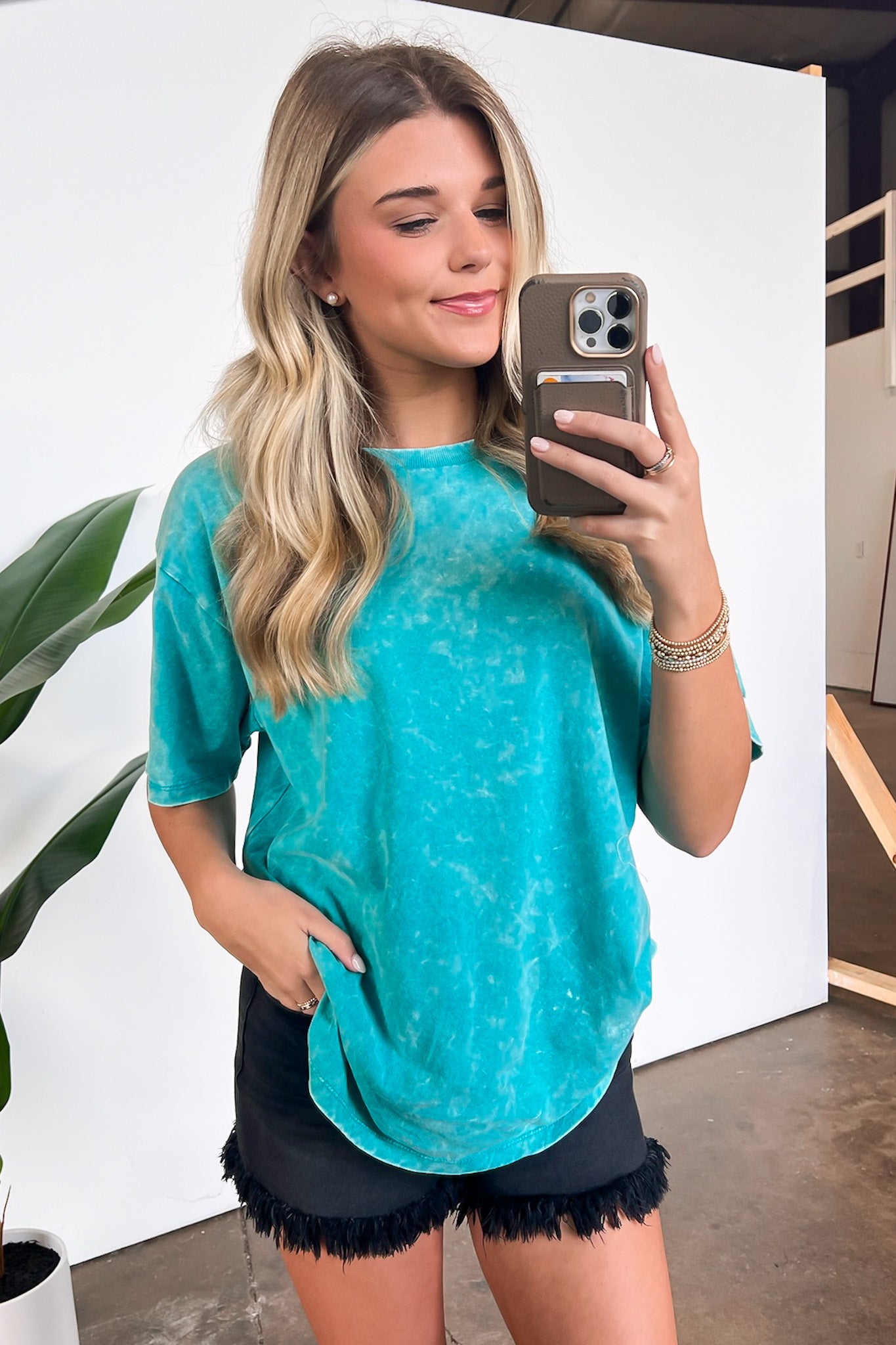 Light Teal / SM Melena Mineral Washed Oversized Top - BACK IN STOCK - Madison and Mallory