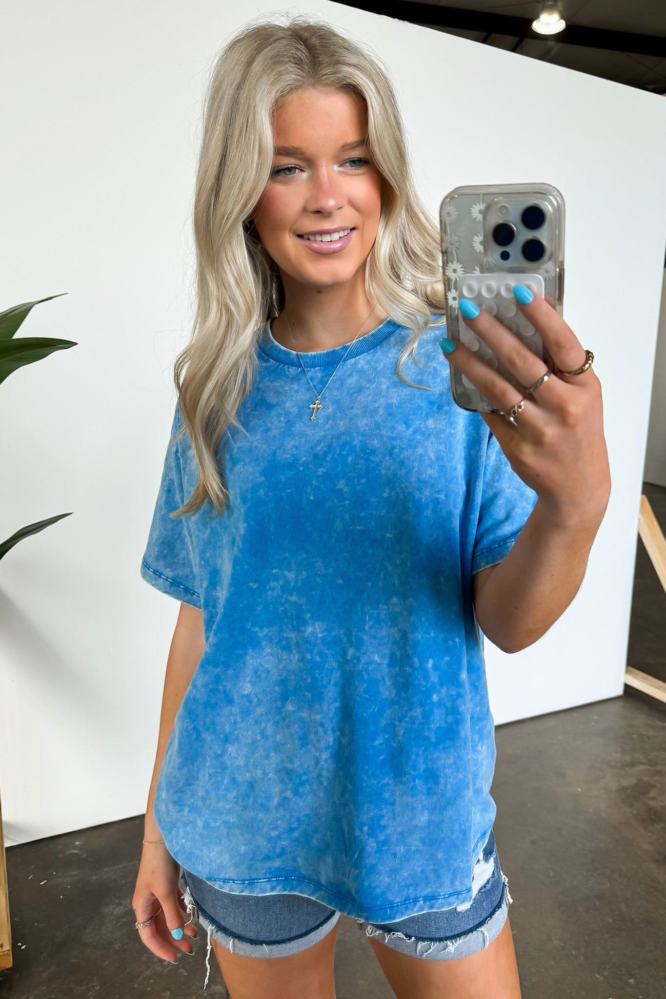 Ocean Blue / SM Melena Mineral Washed Oversized Top - BACK IN STOCK - Madison and Mallory