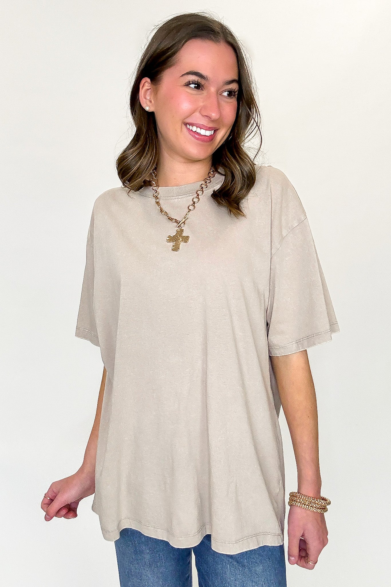 Ash Mocha / SM Melena Mineral Washed Relaxed Top - BACK IN STOCK - Madison and Mallory