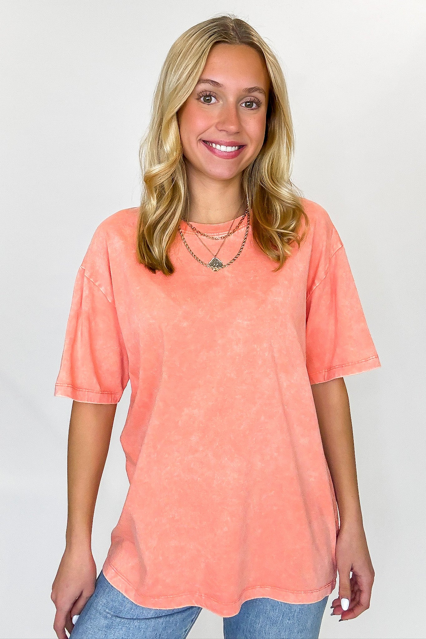Coral / SM Melena Mineral Washed Relaxed Top - BACK IN STOCK - Madison and Mallory