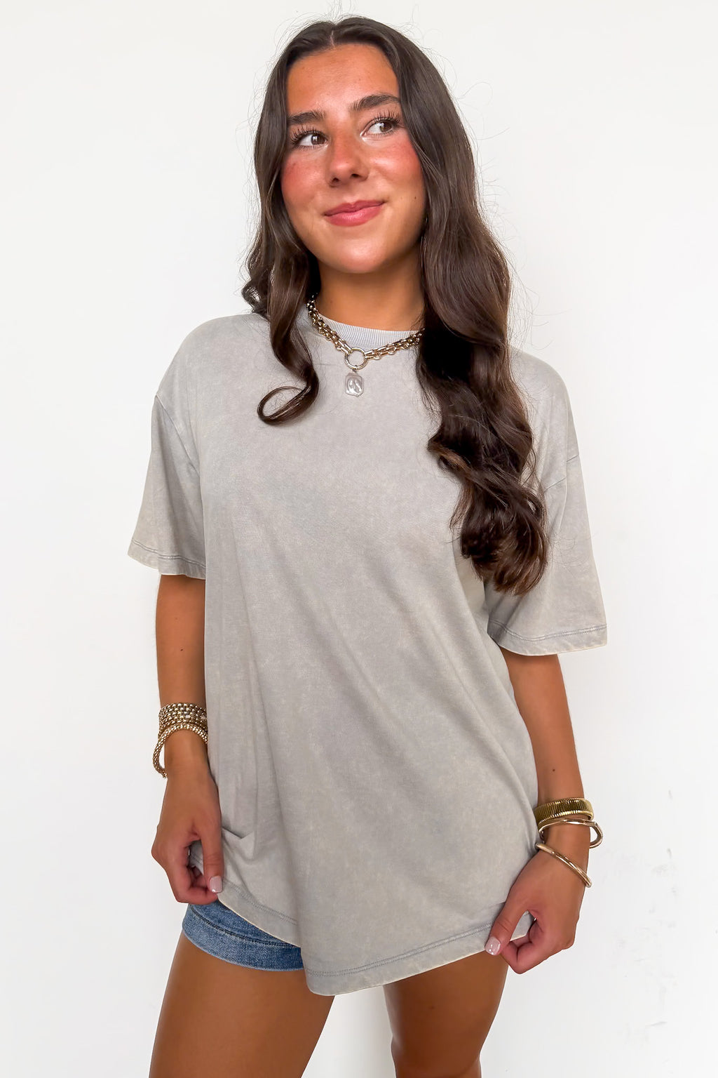 Light Gray / SM Melena Mineral Washed Relaxed Top - Madison and Mallory