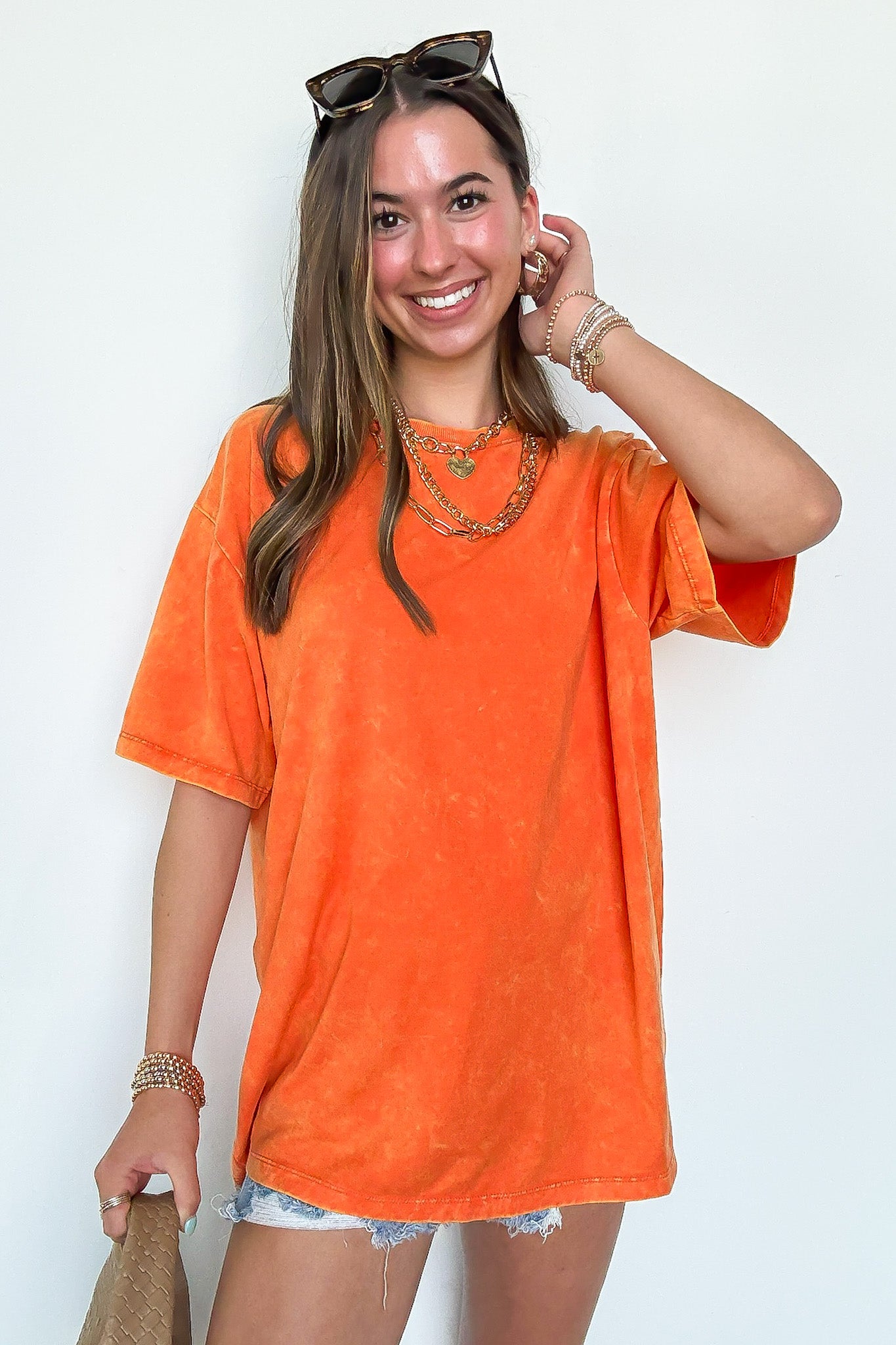 Orange / SM Melena Mineral Washed Relaxed Top - BACK IN STOCK - Madison and Mallory