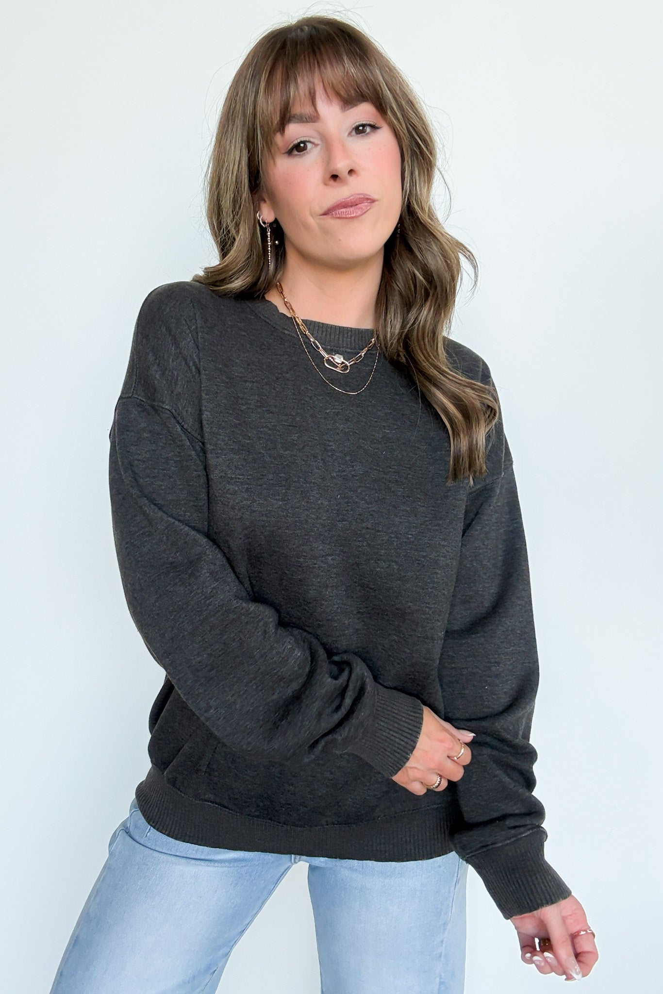 Ash Black / S Mellow Mode Acid Wash Relaxed Sweatshirt - BACK IN STOCK - Madison and Mallory