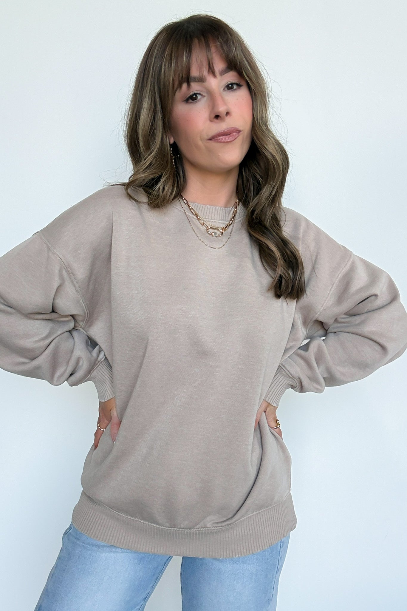Ash Mocha / S Mellow Mode Acid Wash Relaxed Sweatshirt - BACK IN STOCK - Madison and Mallory