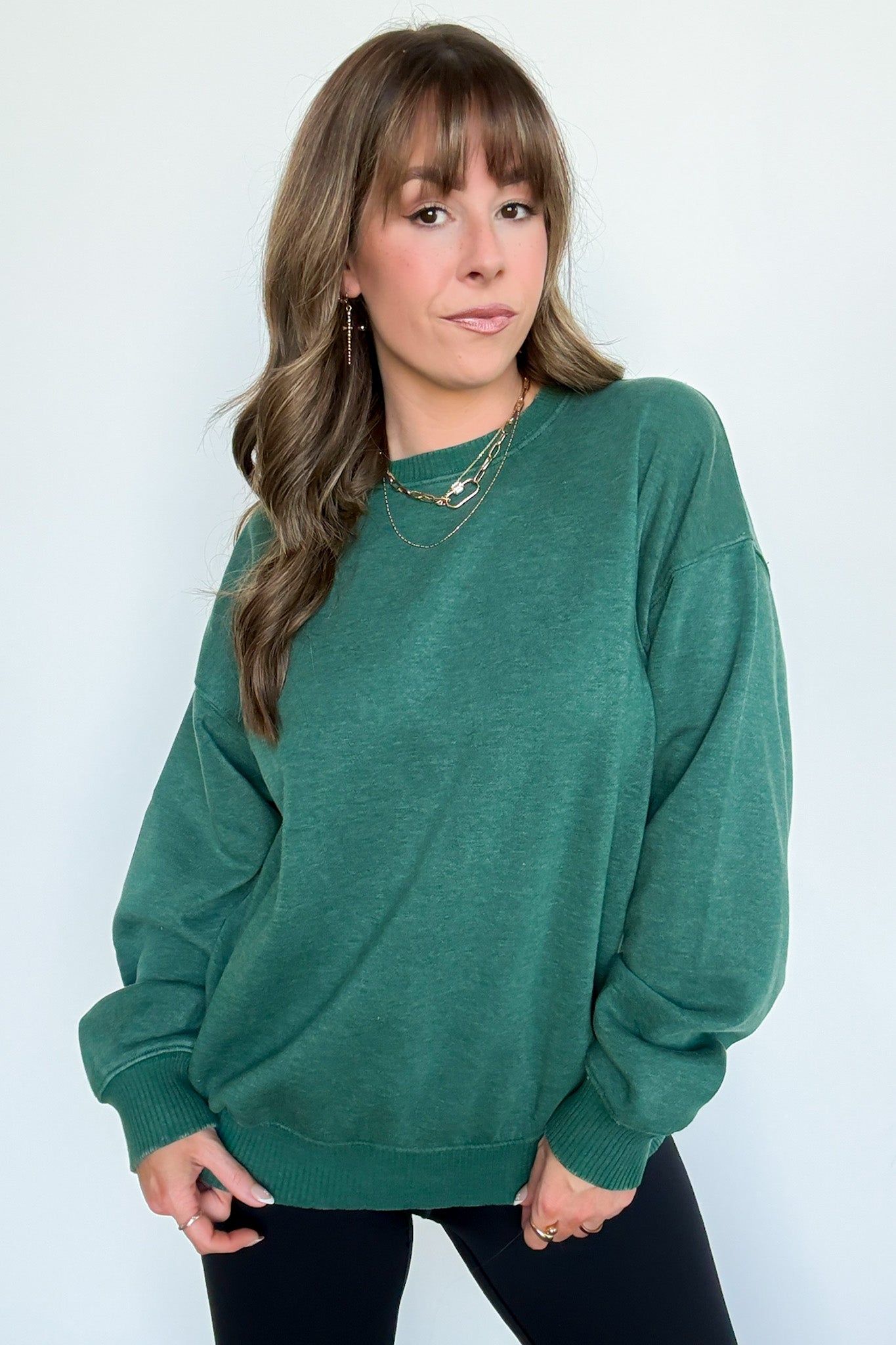Dark Green / S Mellow Mode Acid Wash Relaxed Sweatshirt - BACK IN STOCK - Madison and Mallory