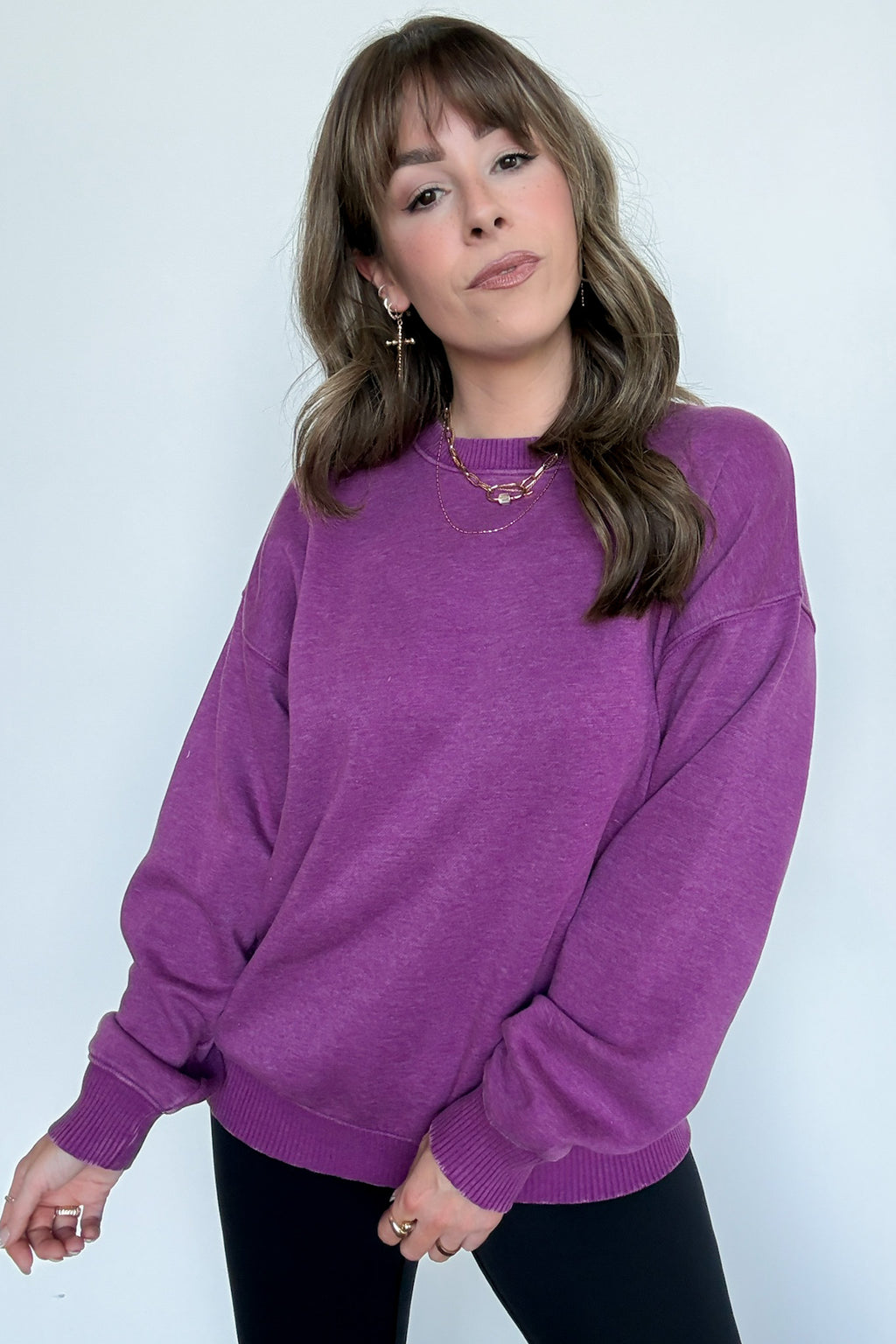 Light Plum / S Mellow Mode Acid Wash Relaxed Sweatshirt - BACK IN STOCK - Madison and Mallory
