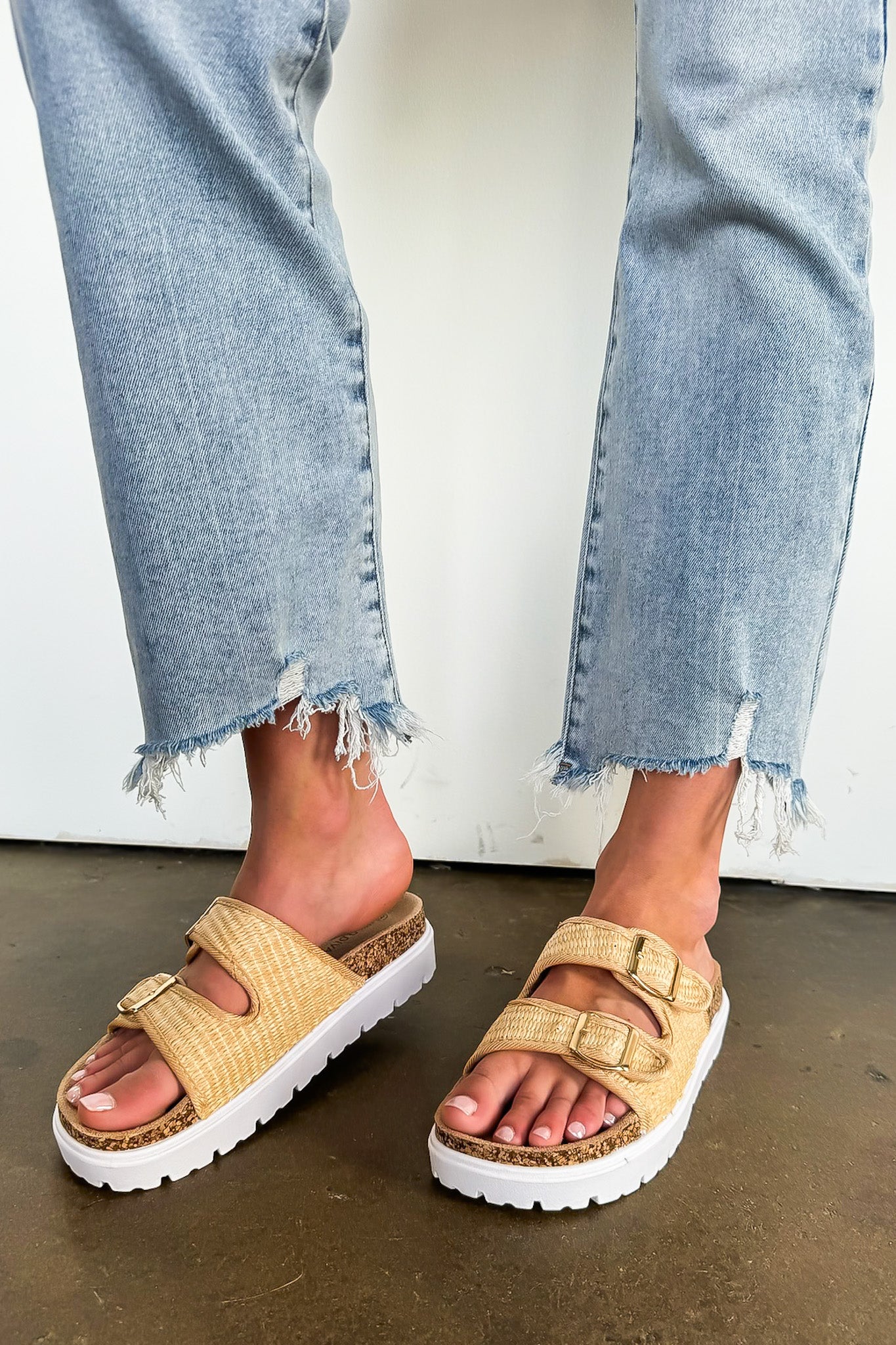 Meralda Raffia Double Strap Platform Sandal - Madison and Mallory