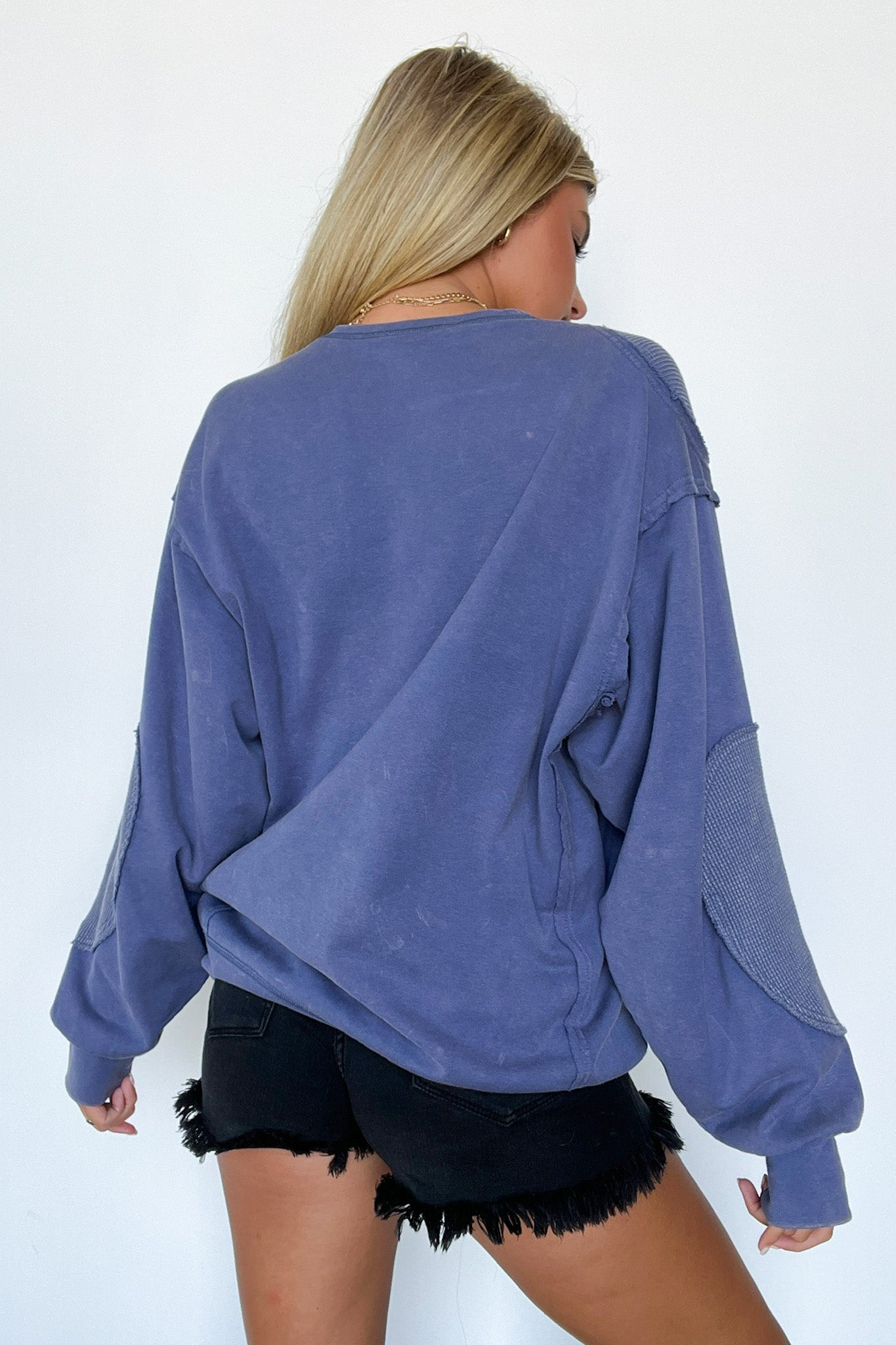  Messinah Mineral Wash Contrast Vintage Patch Pullover - FINAL SALE - Madison and Mallory