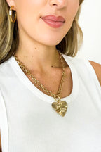 Metal Muse Textured Metal Heart Pendant Chunky Chain Necklace - Madison and Mallory