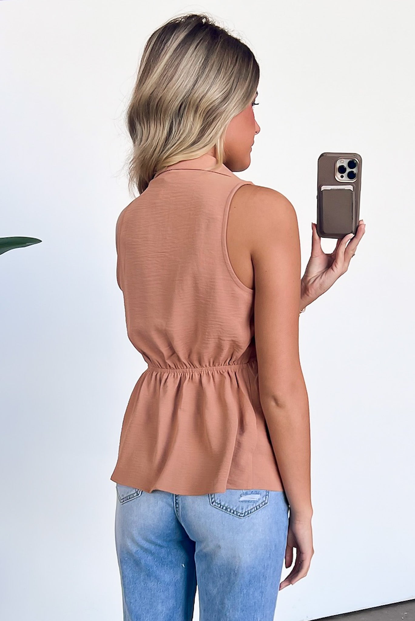  Michaelah Collared Button Peplum Tank Top - BACK IN STOCK - Madison and Mallory