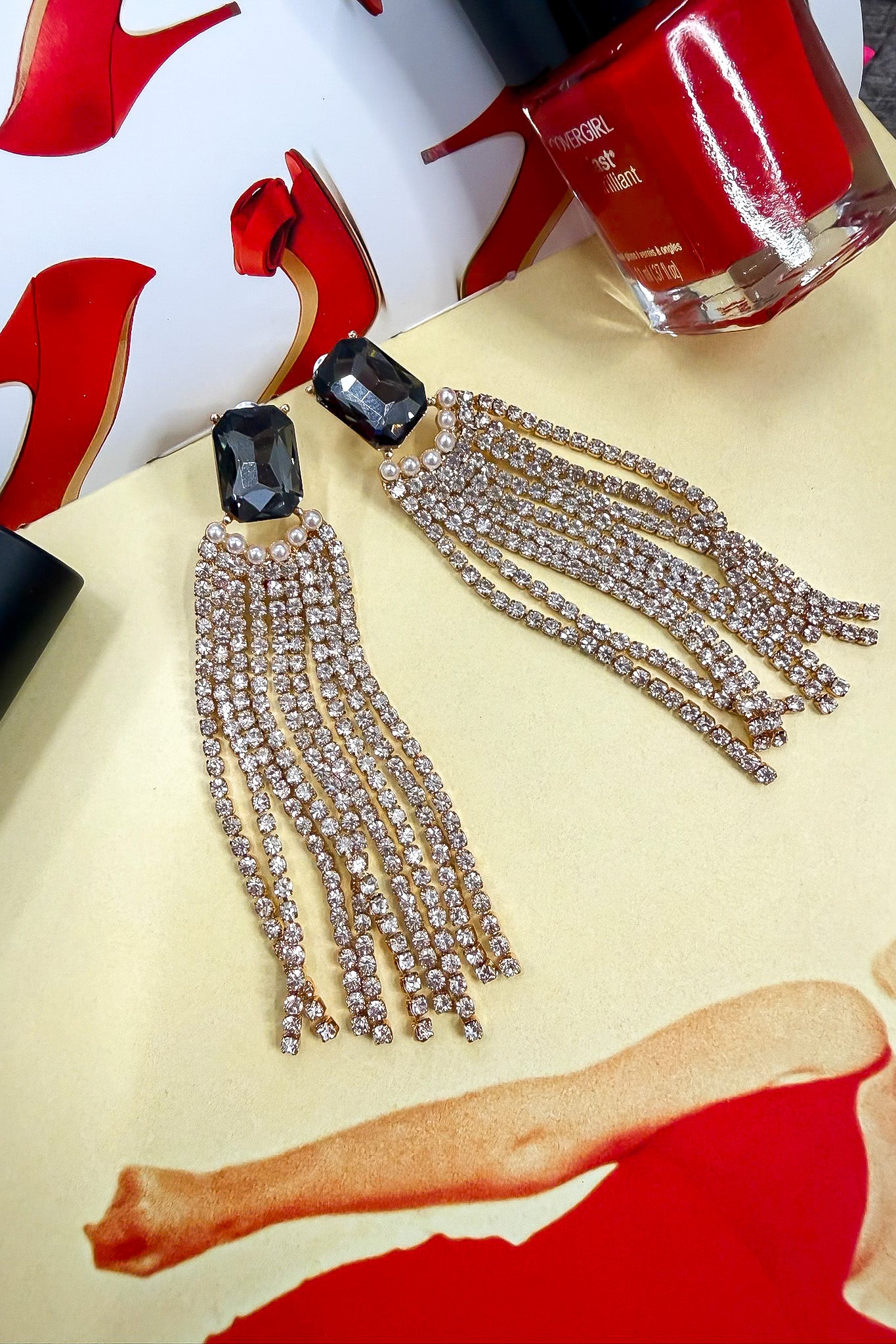 Midnight Radiance Rhinestone Black Diamond Stud Earrings - Madison and Mallory