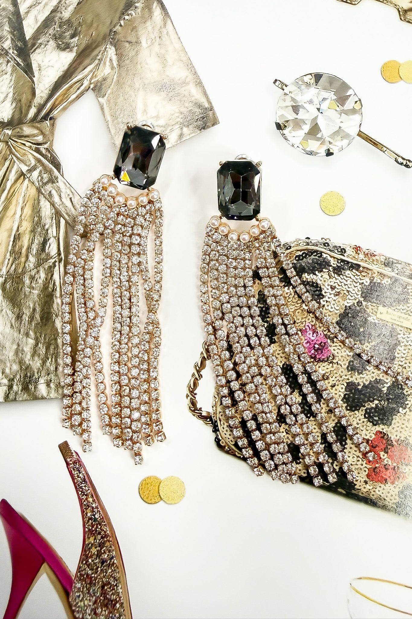 Midnight Radiance Rhinestone Black Diamond Stud Earrings - Madison and Mallory