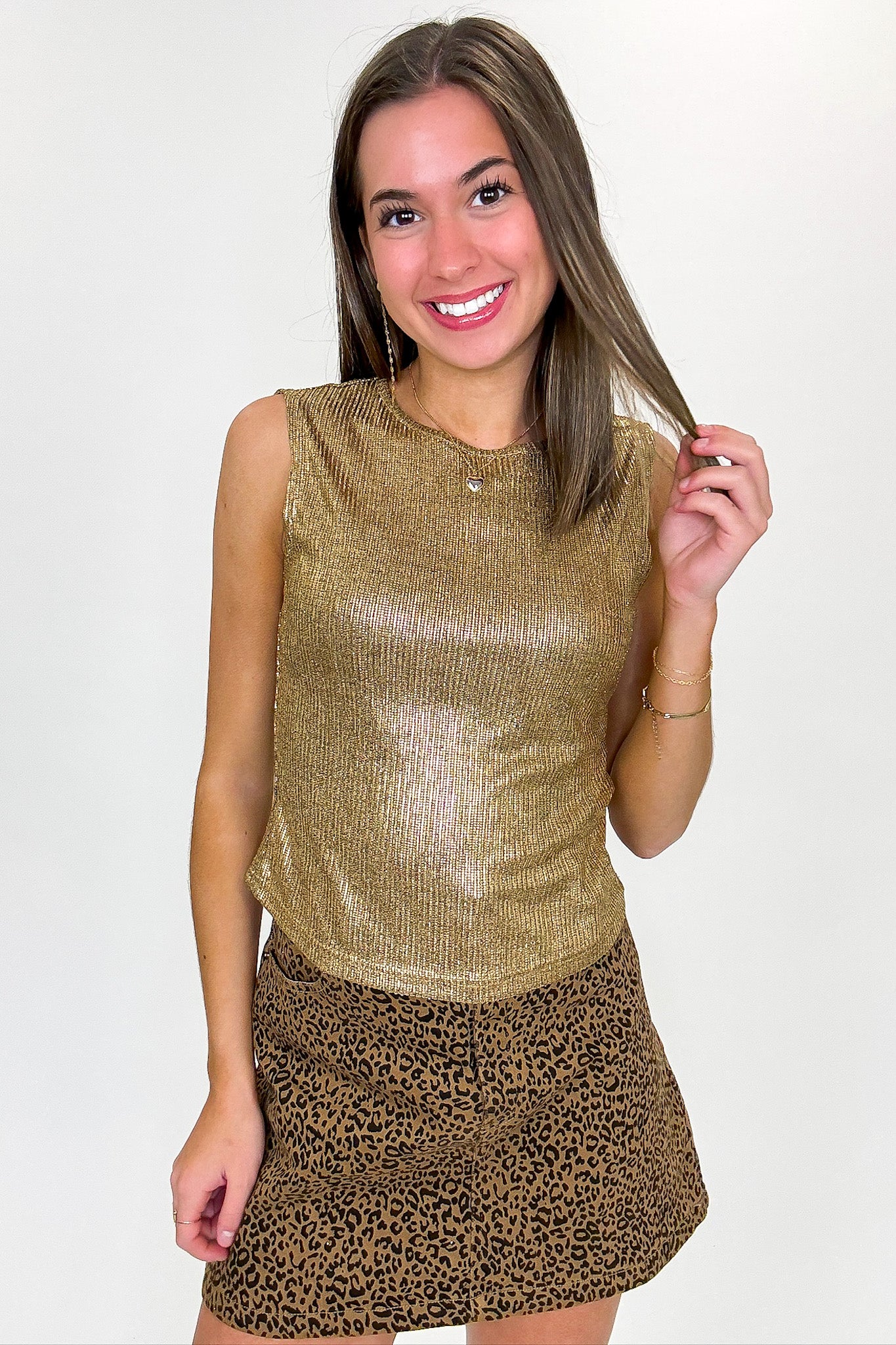 Midnight Shimmer Round Neck Glitter Knit Top
