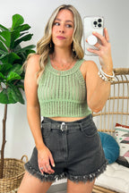 Milla Crochet Rib Knit Cropped Tank Top - FINAL SALE - Madison and Mallory