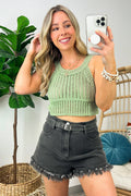 Sage / S Milla Crochet Rib Knit Cropped Tank Top - FINAL SALE - Madison and Mallory