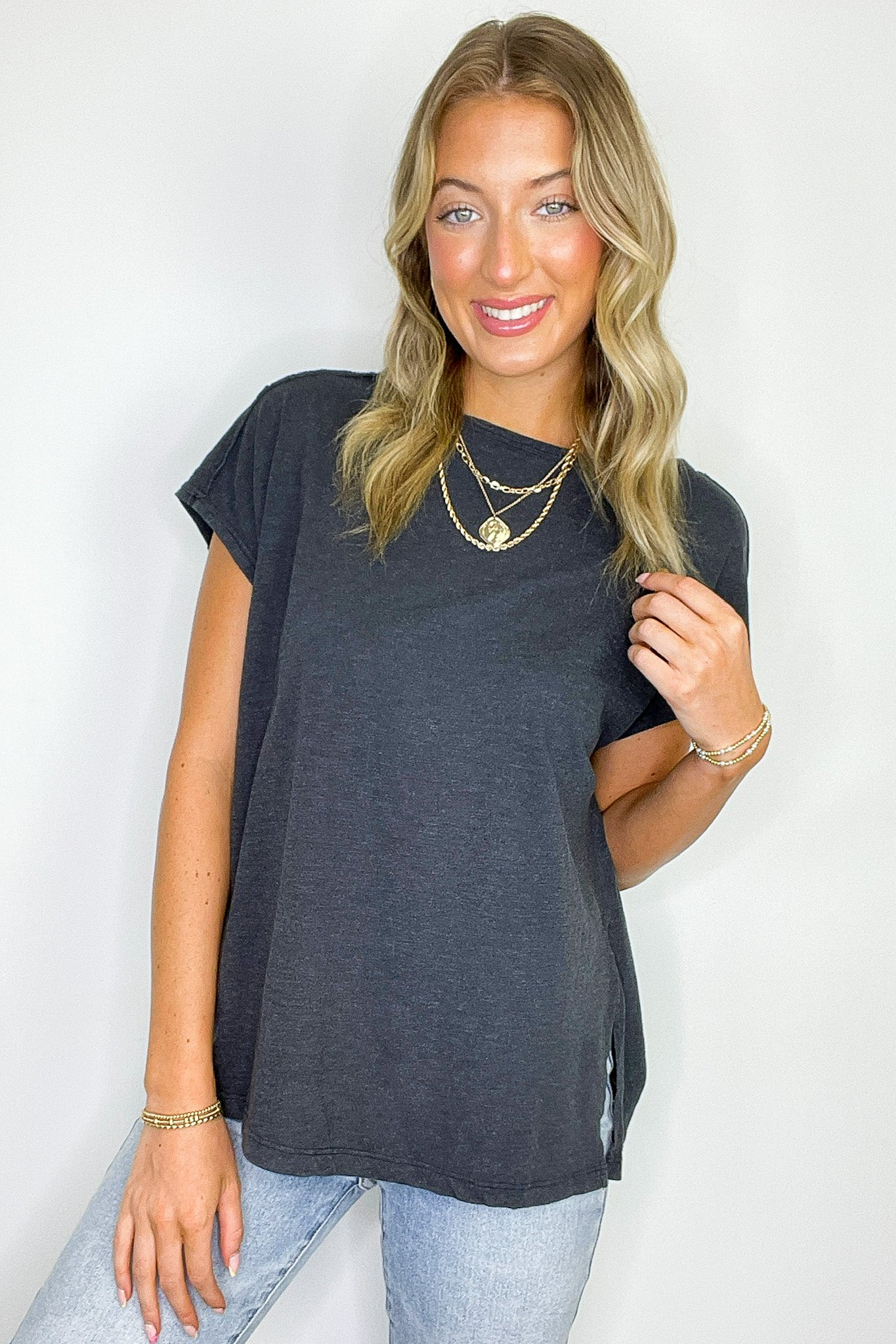 Black / S Mineral Mist Relaxed Tee - Madison and Mallory